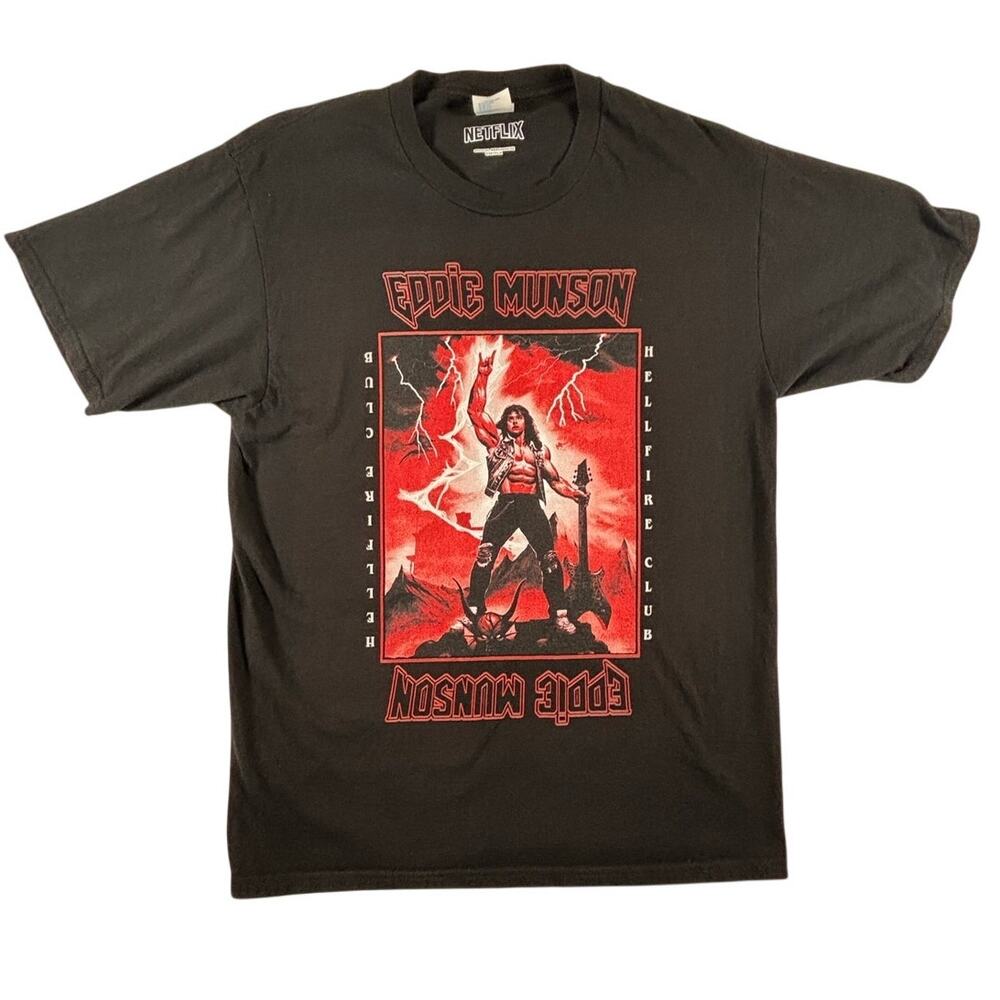 Netflix Stranger Things Eddie Munson Hellfire Club T-Shirt - Medium